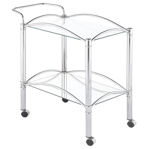 Shadix 2-tier Serving Cart with Glass Top Chrome and Clear - Theo's Factory Direct Mattress & Furniture (Columbus, OH)