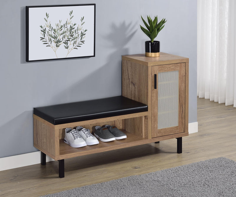 Teller 1-door Entryway Shoe Storage Cabinet Natural Oak - Theo's Factory Direct Mattress & Furniture (Columbus, OH)