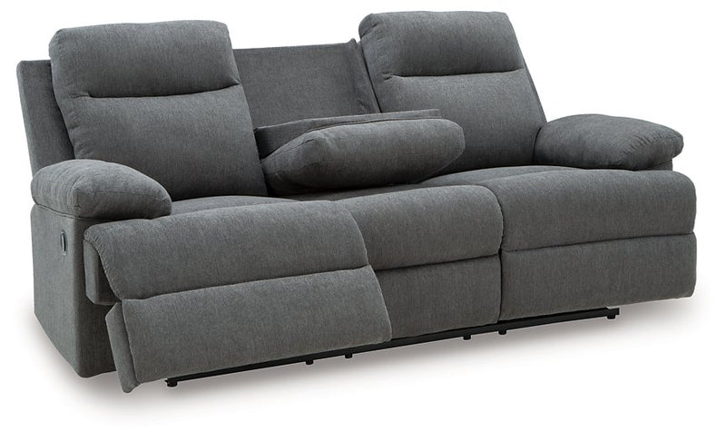 Side-Swipe Reclining Sofa with Drop Down Table - Theo's Factory Direct Mattress & Furniture (Columbus, OH)
