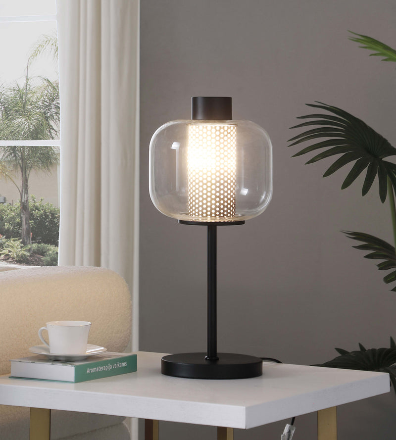 Ingrid Glass Shade Bedside Table Lamp Black - Theo's Factory Direct Mattress & Furniture (Columbus, OH)
