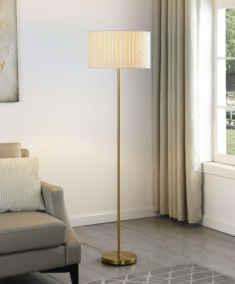 Ramiro Drum Shade Floor Lamp Gold - Theo's Factory Direct Mattress & Furniture (Columbus, OH)