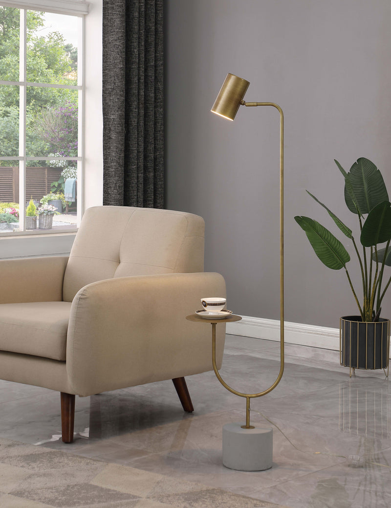 Jodie Round Base Floor Lamp Antique Brass and Grey - Theo's Factory Direct Mattress & Furniture (Columbus, OH)