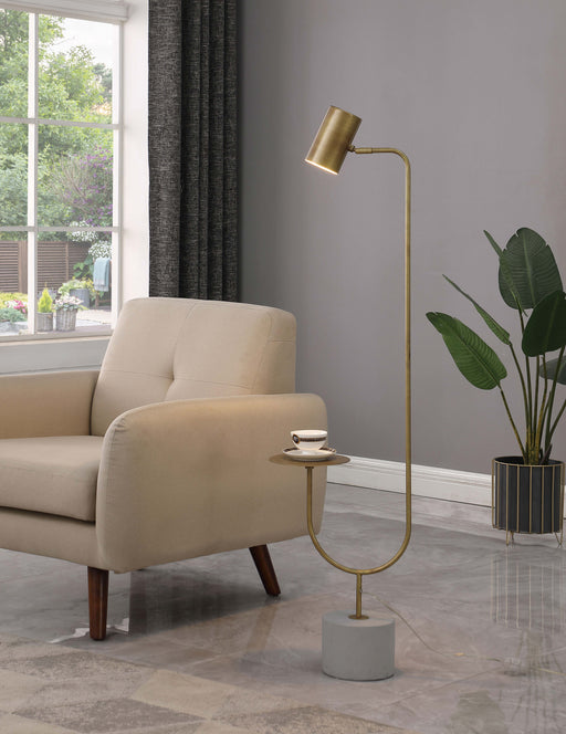 Jodie Round Base Floor Lamp Antique Brass and Grey - Theo's Factory Direct Mattress & Furniture (Columbus, OH)