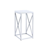 Edmund Accent Table with X-cross Glossy White and Chrome - Theo's Factory Direct Mattress & Furniture (Columbus, OH)