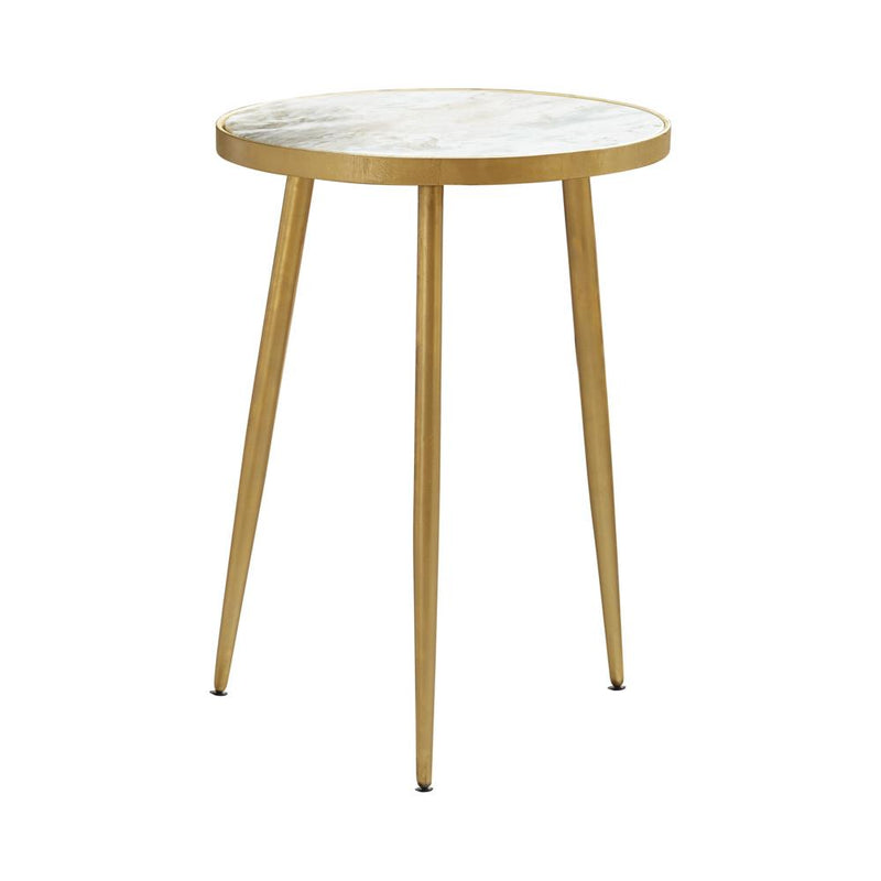 Acheson Round Accent Table White and Gold - Theo's Factory Direct Mattress & Furniture (Columbus, OH)