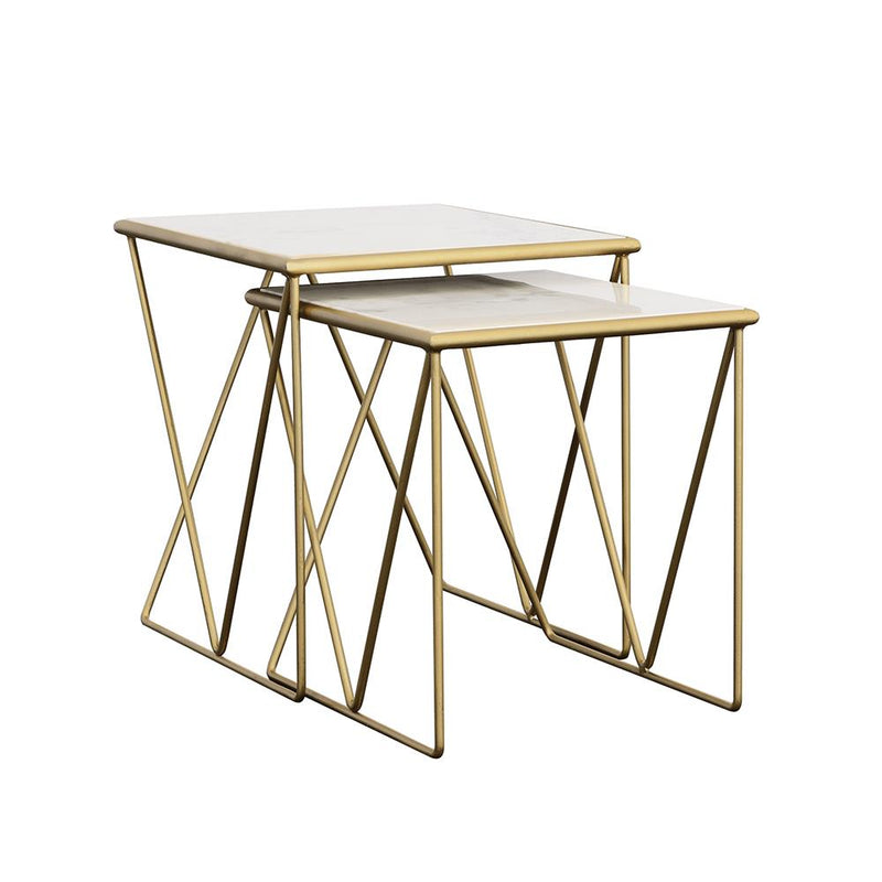 Bette 2-piece Nesting Table Set White and Gold - Theo's Factory Direct Mattress & Furniture (Columbus, OH)