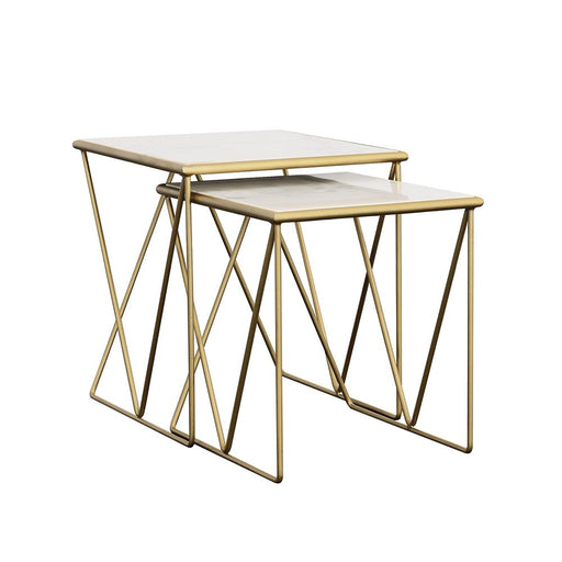 Bette 2-piece Nesting Table Set White and Gold - Theo's Factory Direct Mattress & Furniture (Columbus, OH)