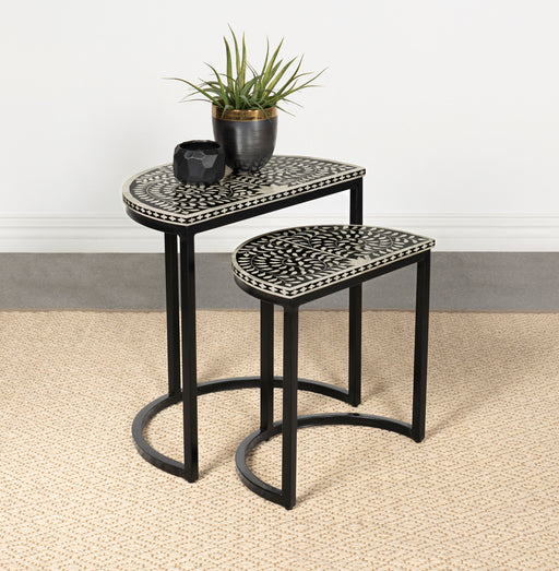 Zakiya 2-piece Demilune Nesting Table Black and White - Theo's Factory Direct Mattress & Furniture (Columbus, OH)