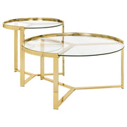 Delia 2-piece Round Nesting Table Clear and Gold - Theo's Factory Direct Mattress & Furniture (Columbus, OH)