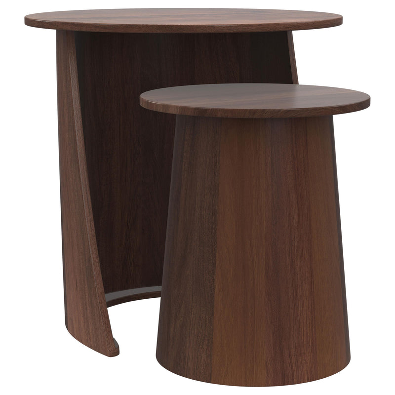 Yency 2-piece Round Mango Wood Nesting Table Set Dark Brown - Theo's Factory Direct Mattress & Furniture (Columbus, OH)