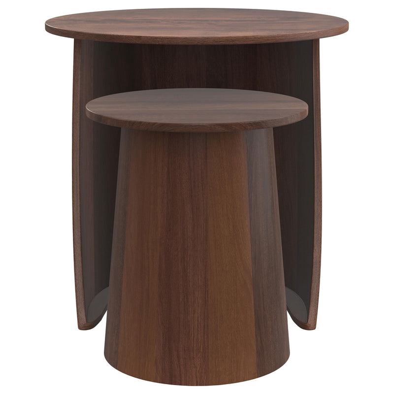 Yency 2-piece Round Mango Wood Nesting Table Set Dark Brown - Theo's Factory Direct Mattress & Furniture (Columbus, OH)