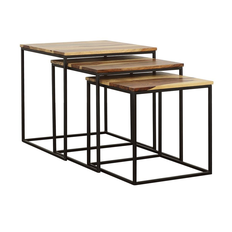 Belcourt 3-piece Square Nesting Tables Natural and Black - Theo's Factory Direct Mattress & Furniture (Columbus, OH)