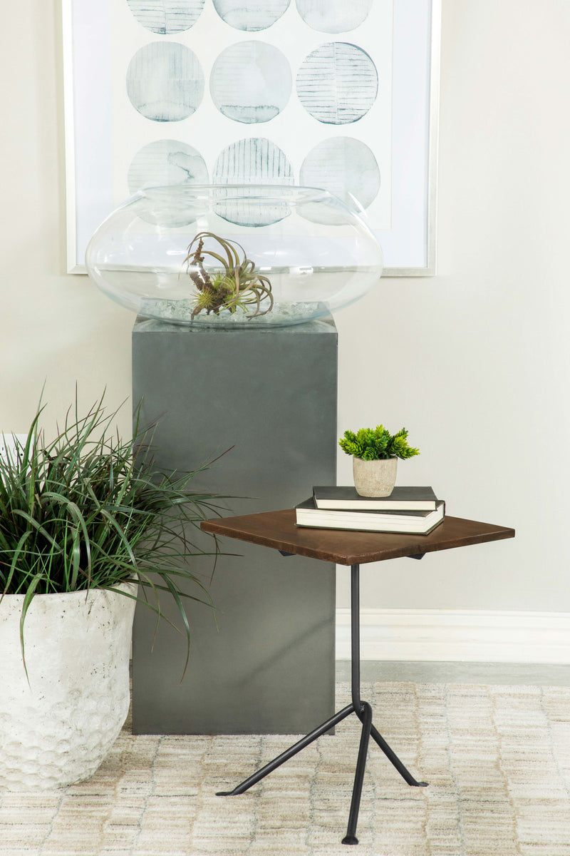 Heitor Square Accent Table with Tripod Legs Dark Brown and Gunmetal - Theo's Factory Direct Mattress & Furniture (Columbus, OH)