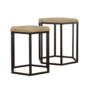 Adger 2-piece Hexagon Nesting Tables Natural and Black - Theo's Factory Direct Mattress & Furniture (Columbus, OH)