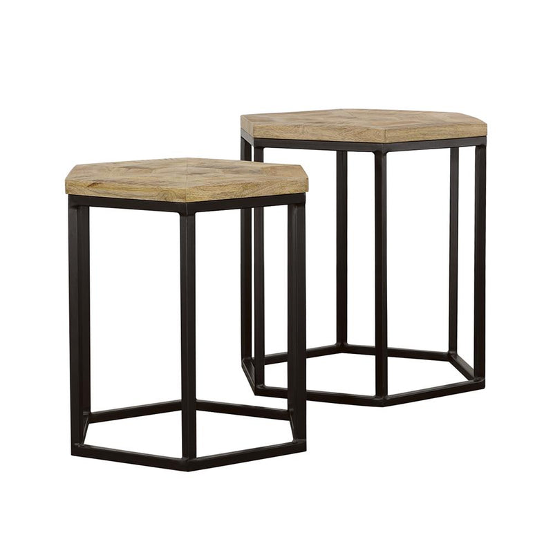 Adger 2-piece Hexagon Nesting Tables Natural and Black - Theo's Factory Direct Mattress & Furniture (Columbus, OH)