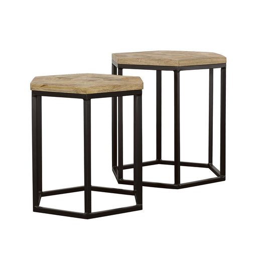 Adger 2-piece Hexagon Nesting Tables Natural and Black - Theo's Factory Direct Mattress & Furniture (Columbus, OH)