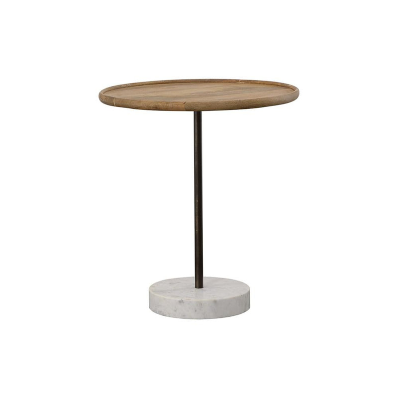 Ginevra Round Wooden Top Accent Table Natural and White - Theo's Factory Direct Mattress & Furniture (Columbus, OH)