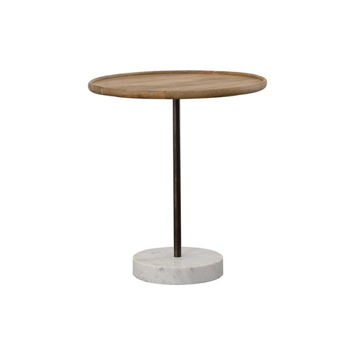 Ginevra Round Wooden Top Accent Table Natural and White - Theo's Factory Direct Mattress & Furniture (Columbus, OH)