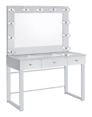 Umbridge 3-drawer Vanity with Lighting Chrome and White - Theo's Factory Direct Mattress & Furniture (Columbus, OH)