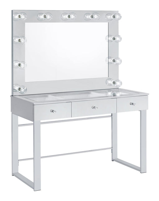 Umbridge 3-drawer Vanity with Lighting Chrome and White - Theo's Factory Direct Mattress & Furniture (Columbus, OH)