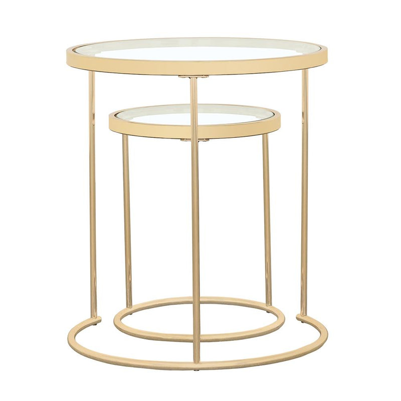 Maylin 2-piece Round Glass Top Nesting Tables Gold - Theo's Factory Direct Mattress & Furniture (Columbus, OH)