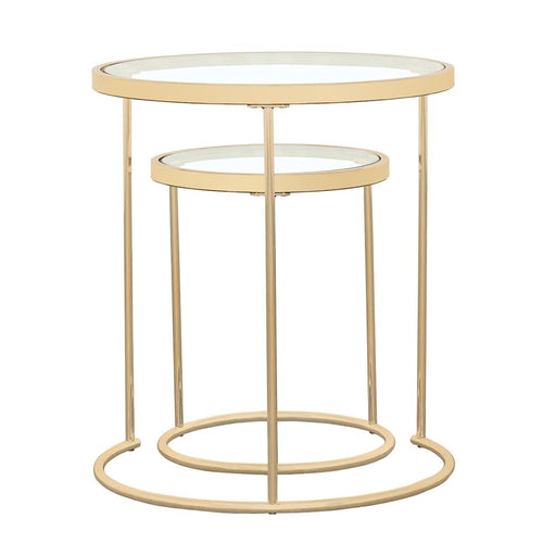 Maylin 2-piece Round Glass Top Nesting Tables Gold - Theo's Factory Direct Mattress & Furniture (Columbus, OH)