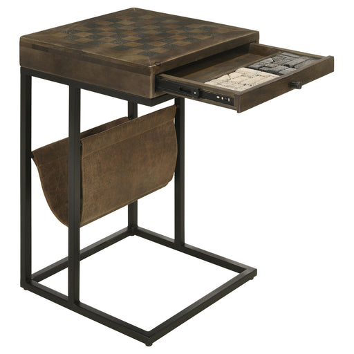 Chessie 1-drawer Square Side Table With Leatherette Sling Tobacco and Black - Theo's Factory Direct Mattress & Furniture (Columbus, OH)