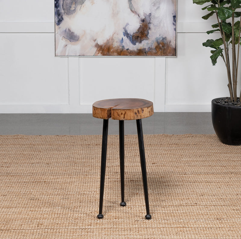 Keith Round Wood Top Side Table Natural and Black - Theo's Factory Direct Mattress & Furniture (Columbus, OH)