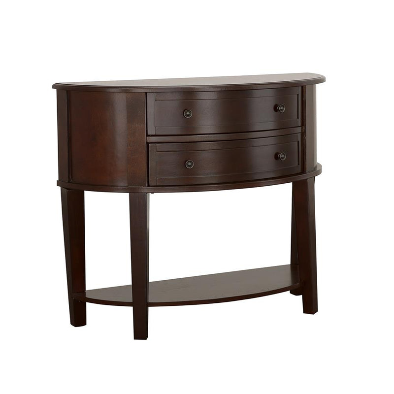 Diane 2-drawer Demilune Shape Console Table Cappuccino - Theo's Factory Direct Mattress & Furniture (Columbus, OH)