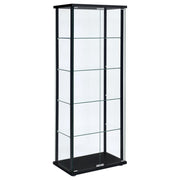 Delphinium 5-shelf Glass Curio Cabinet Black and Clear - Theo's Factory Direct Mattress & Furniture (Columbus, OH)