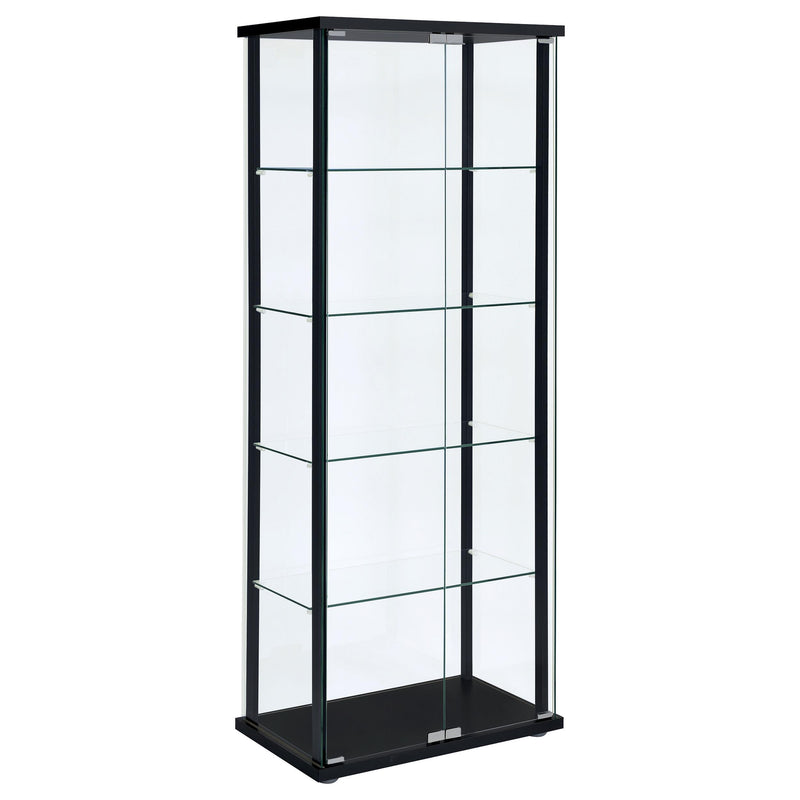 Delphinium 5-shelf Glass Curio Cabinet Black and Clear - Theo's Factory Direct Mattress & Furniture (Columbus, OH)