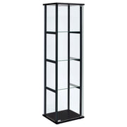 Cyclamen 4-shelf Glass Curio Cabinet Black and Clear - Theo's Factory Direct Mattress & Furniture (Columbus, OH)