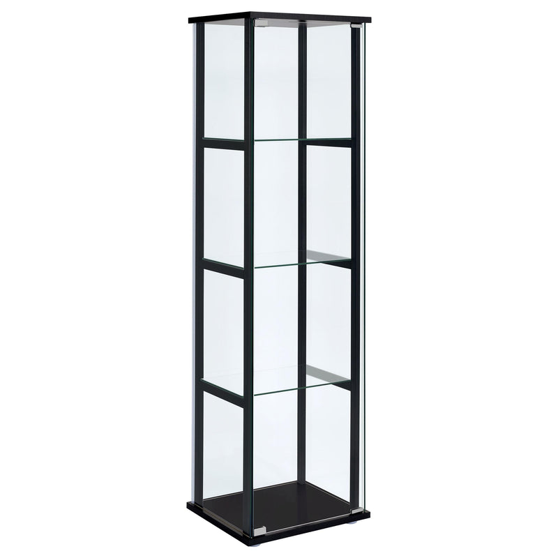 Cyclamen 4-shelf Glass Curio Cabinet Black and Clear - Theo's Factory Direct Mattress & Furniture (Columbus, OH)
