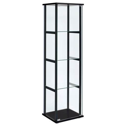 Cyclamen 4-shelf Glass Curio Cabinet Black and Clear - Theo's Factory Direct Mattress & Furniture (Columbus, OH)