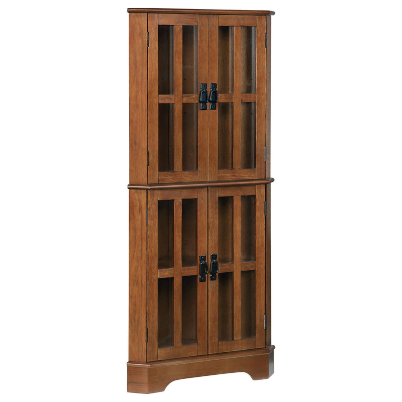 Coreosis 4-shelf Corner Curio Cabinet Golden Brown - Theo's Factory Direct Mattress & Furniture (Columbus, OH)
