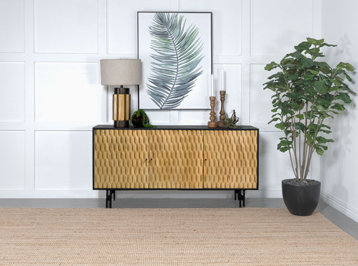 Aminah 3-door Wooden Accent Cabinet Natural and Black - Theo's Factory Direct Mattress & Furniture (Columbus, OH)