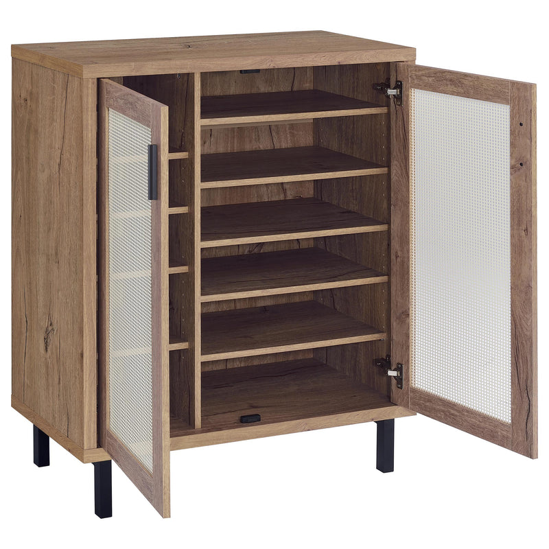 Teller 2-door Shoe Storage Cabinet Natural Oak - Theo's Factory Direct Mattress & Furniture (Columbus, OH)