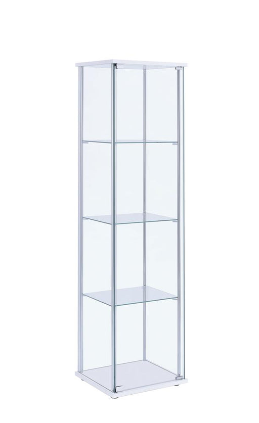 Bellatrix Rectangular 4-shelf Curio Cabinet White and Clear - Theo's Factory Direct Mattress & Furniture (Columbus, OH)