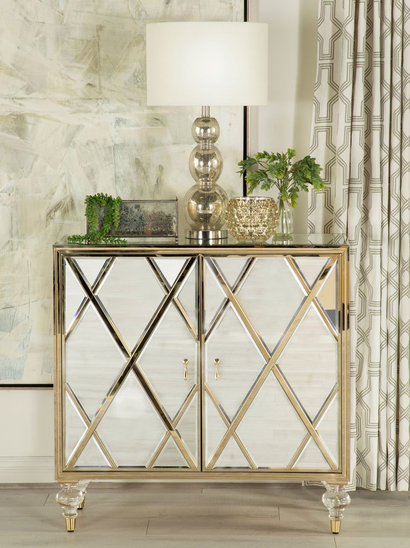 Astilbe 2-door Accent Cabinet Mirror and Champagne - Theo's Factory Direct Mattress & Furniture (Columbus, OH)