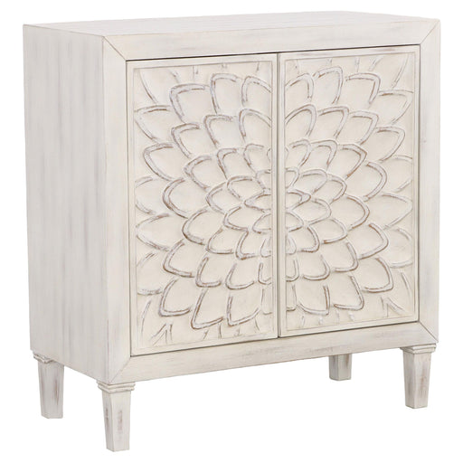 Clarkia Accent Cabinet with Floral Carved Door White - Theo's Factory Direct Mattress & Furniture (Columbus, OH)