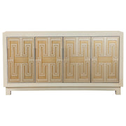 Voula Rectangular 4-door Accent Cabinet White and Gold - Theo's Factory Direct Mattress & Furniture (Columbus, OH)