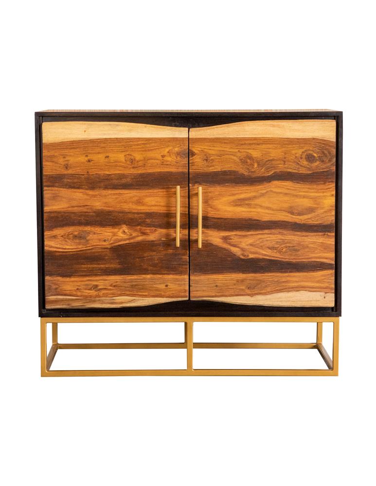 Zara 2-door Accent Cabinet Black Walnut and Gold - Theo's Factory Direct Mattress & Furniture (Columbus, OH)