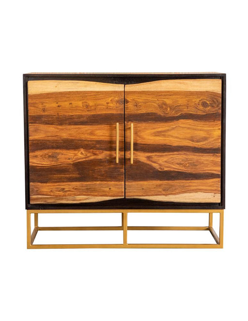 Zara 2-door Accent Cabinet Black Walnut and Gold - Theo's Factory Direct Mattress & Furniture (Columbus, OH)