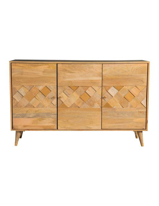 Alyssum Checkered Pattern 3-door Accent Cabinet Natural - Theo's Factory Direct Mattress & Furniture (Columbus, OH)