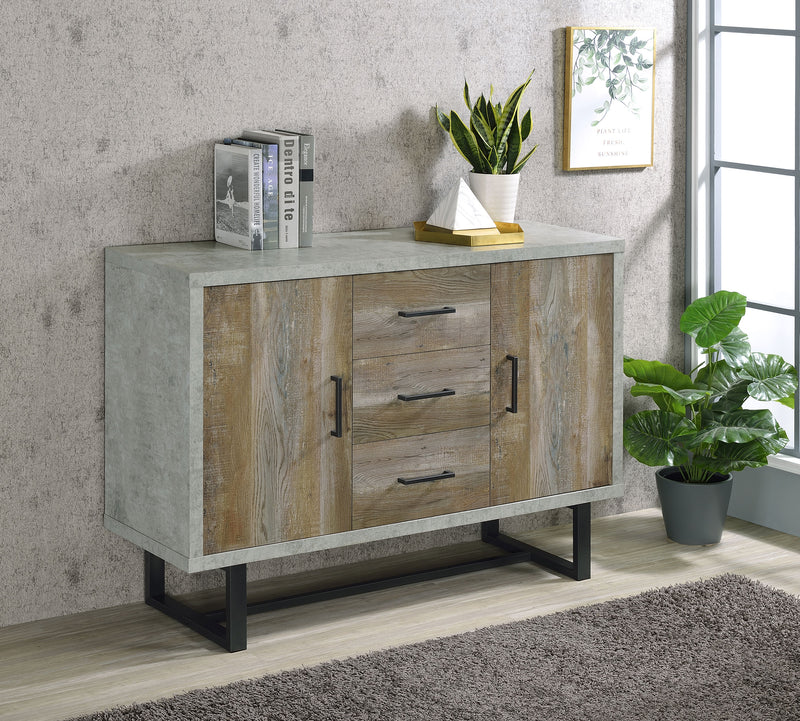 Abelardo 3-drawer Accent Cabinet Weathered Oak and Cement - Theo's Factory Direct Mattress & Furniture (Columbus, OH)