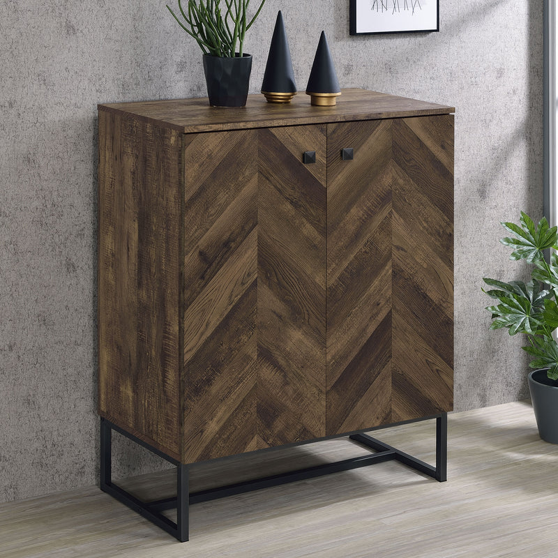 Carolyn 2-door Accent Cabinet Rustic Oak and Gunmetal - Theo's Factory Direct Mattress & Furniture (Columbus, OH)