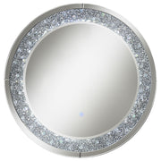 Lixue Round Wall Mirror with LED Lighting Silver - Theo's Factory Direct Mattress & Furniture (Columbus, OH)