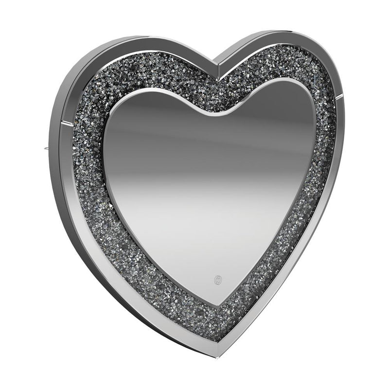 Aiko Heart Shape Wall Mirror Silver - Theo's Factory Direct Mattress & Furniture (Columbus, OH)