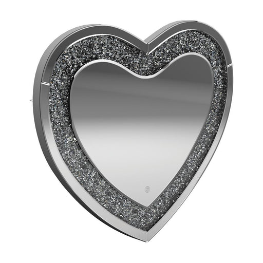 Aiko Heart Shape Wall Mirror Silver - Theo's Factory Direct Mattress & Furniture (Columbus, OH)