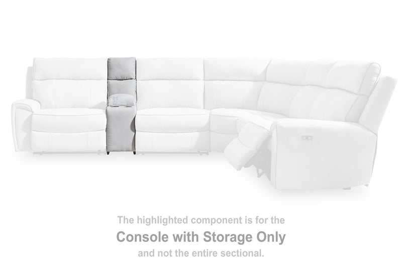 Social Pointe Reclining Sectional with Storage Console - Theo's Factory Direct Mattress & Furniture (Columbus, OH)